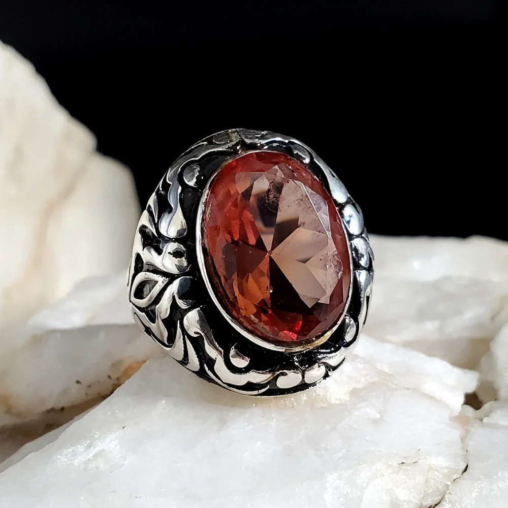 Unique Men's Jewelry Solid Sterling Silver 925 Alexandrite Stone Boho Ring